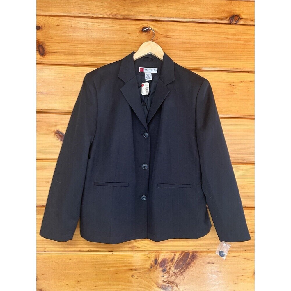 NWT LL Bean Size 28 R Black Blazer 3 Button Women’s Jacket Pockets Office